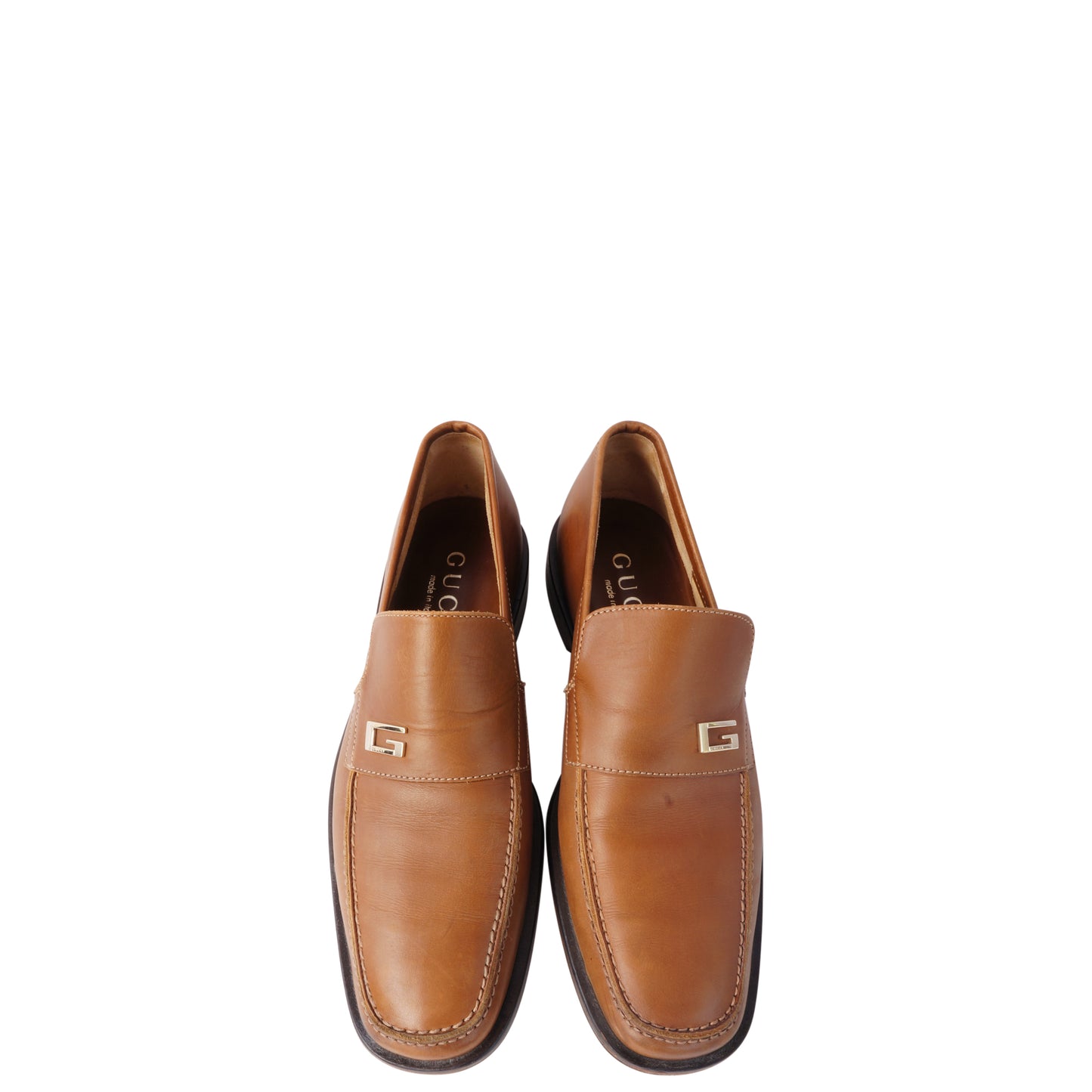 GUCCI GG LEATHER SLIP-ON LOAFERS - leefluxury.com