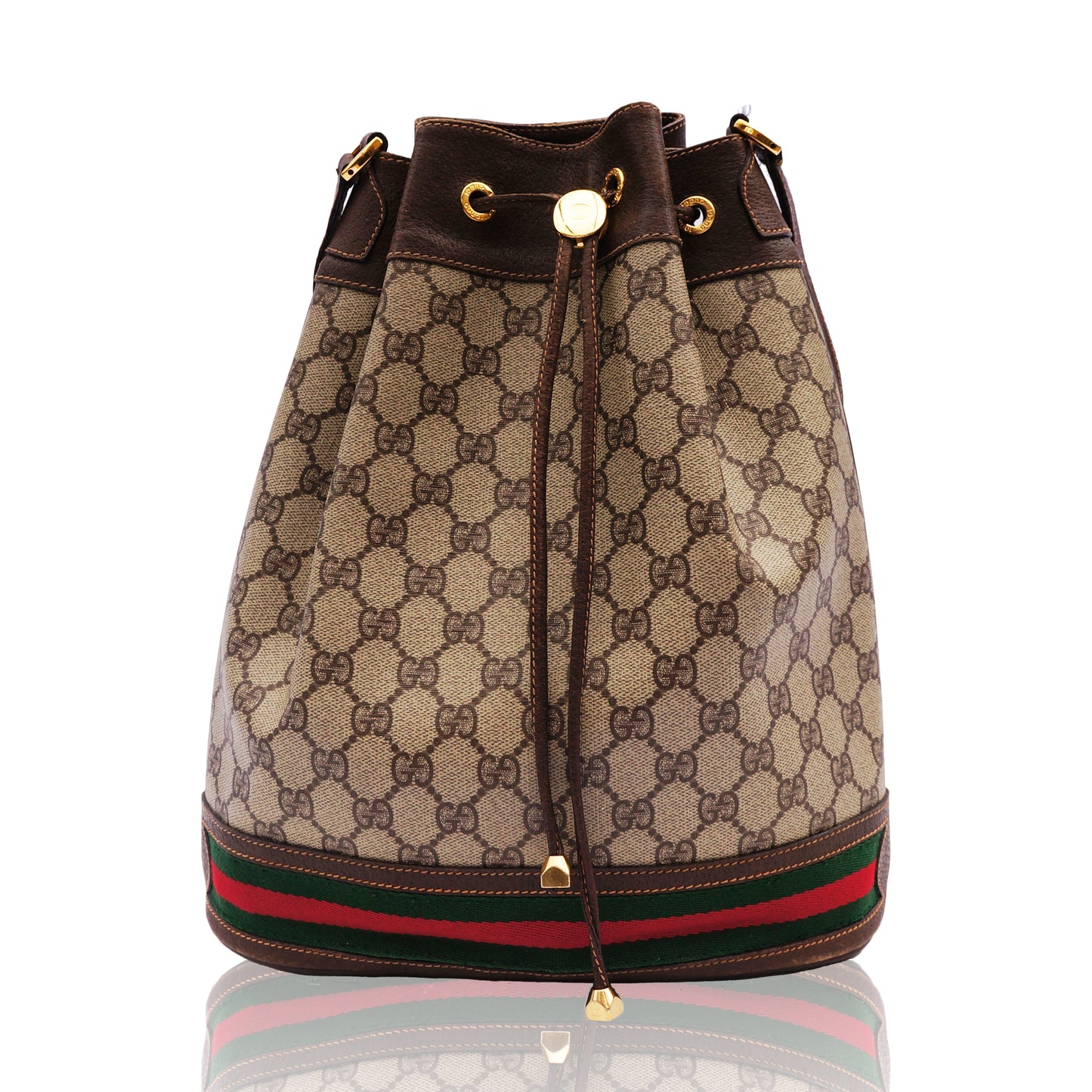 GUCCI WEB SUPREME BUCKET SHOULDER BAG - leefluxury.com