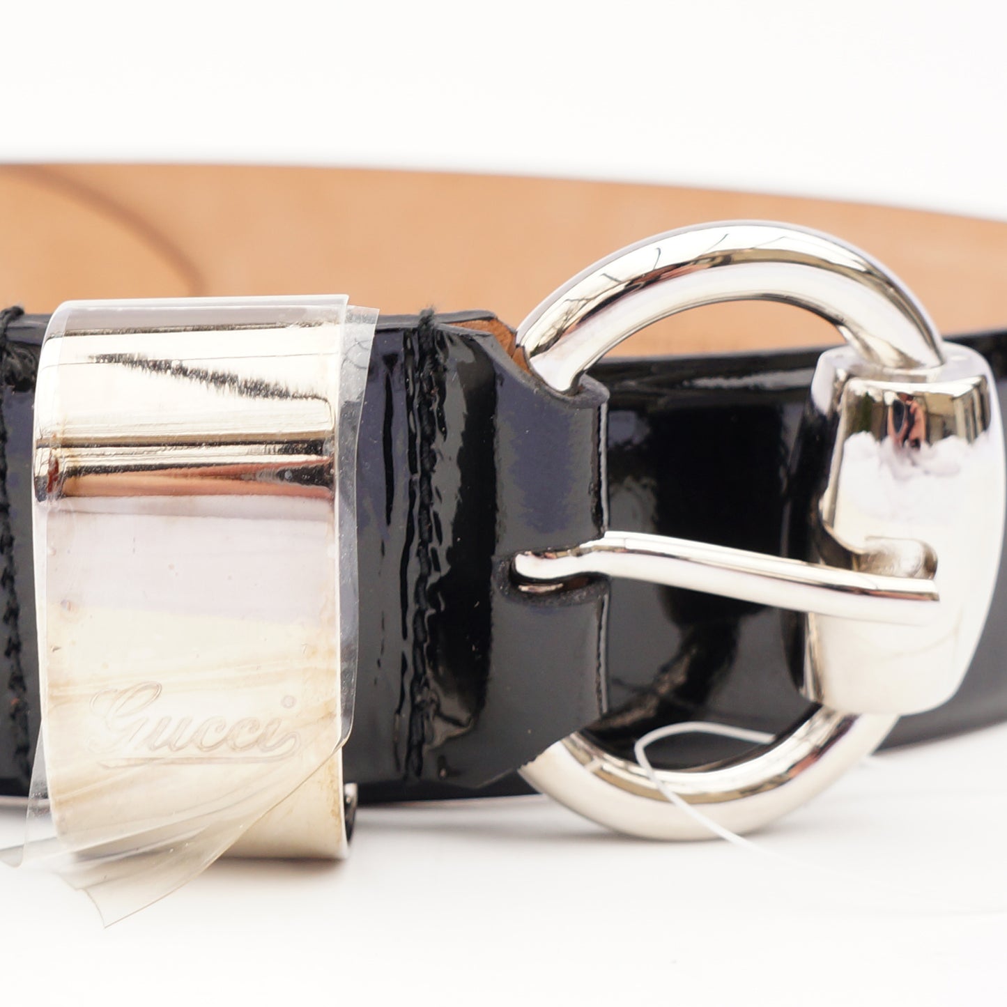 GUCCI PATENT LEATHER HORSE BIT BELT - leefluxury.com