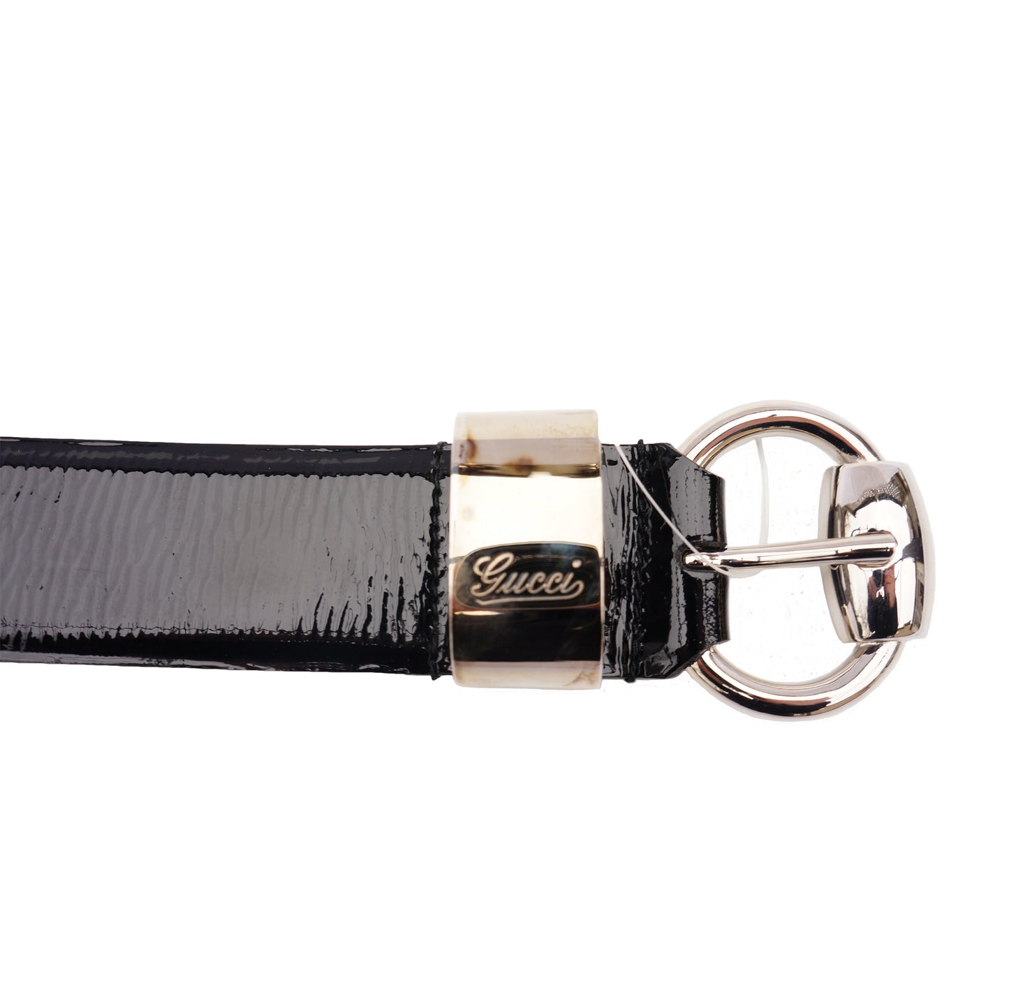 GUCCI PATENT LEATHER HORSE BIT BELT - leefluxury.com