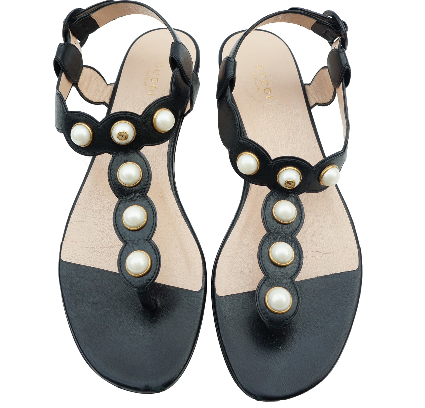GUCCI 2016 WILLOW PEARL THONG SANDALS - leefluxury.com