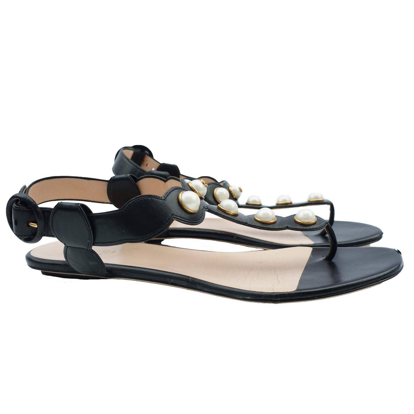 GUCCI 2016 WILLOW PEARL THONG SANDALS - leefluxury.com