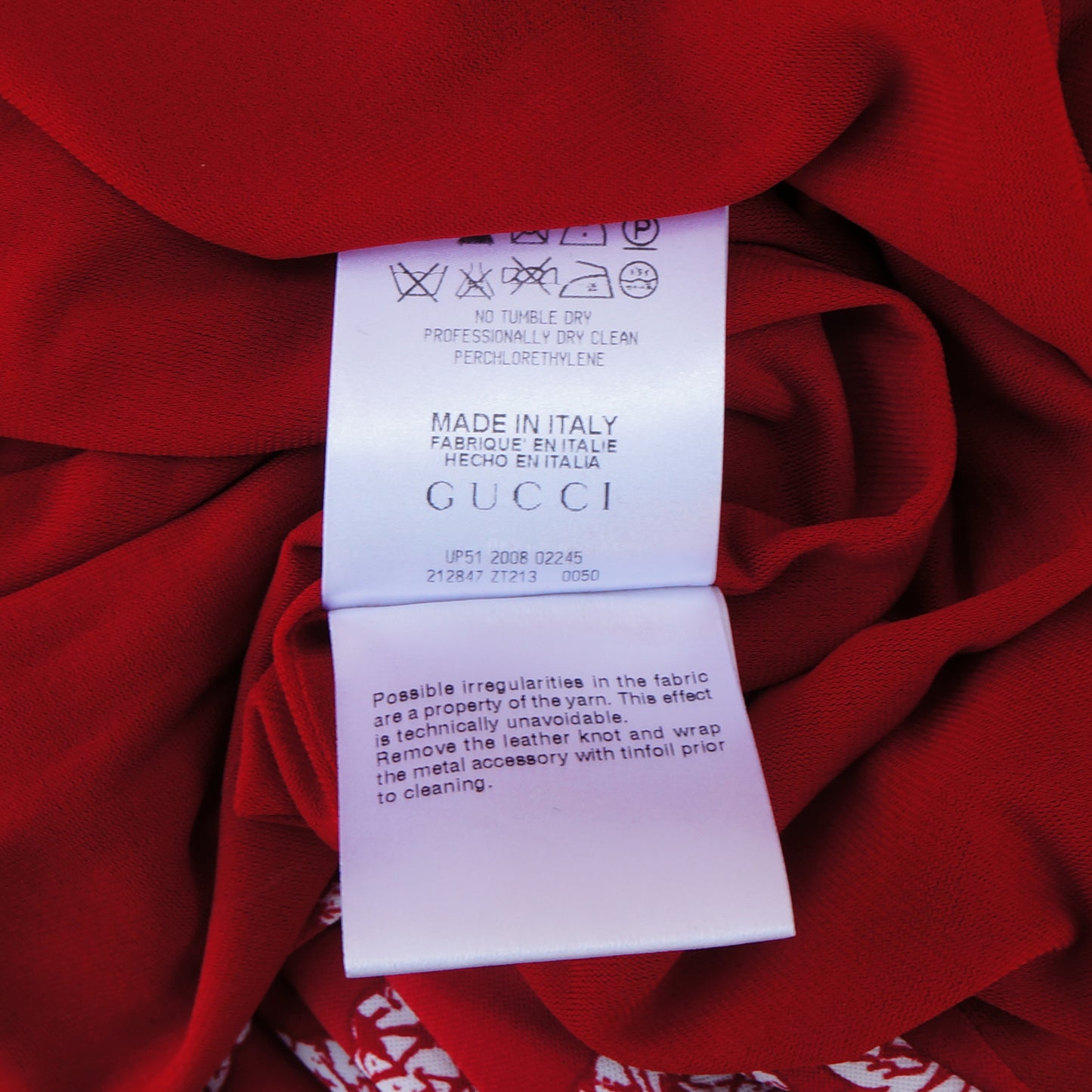 Gucci Wrap Red Rope Print Dress Long Sleeve Leather Tie - leefluxury.com