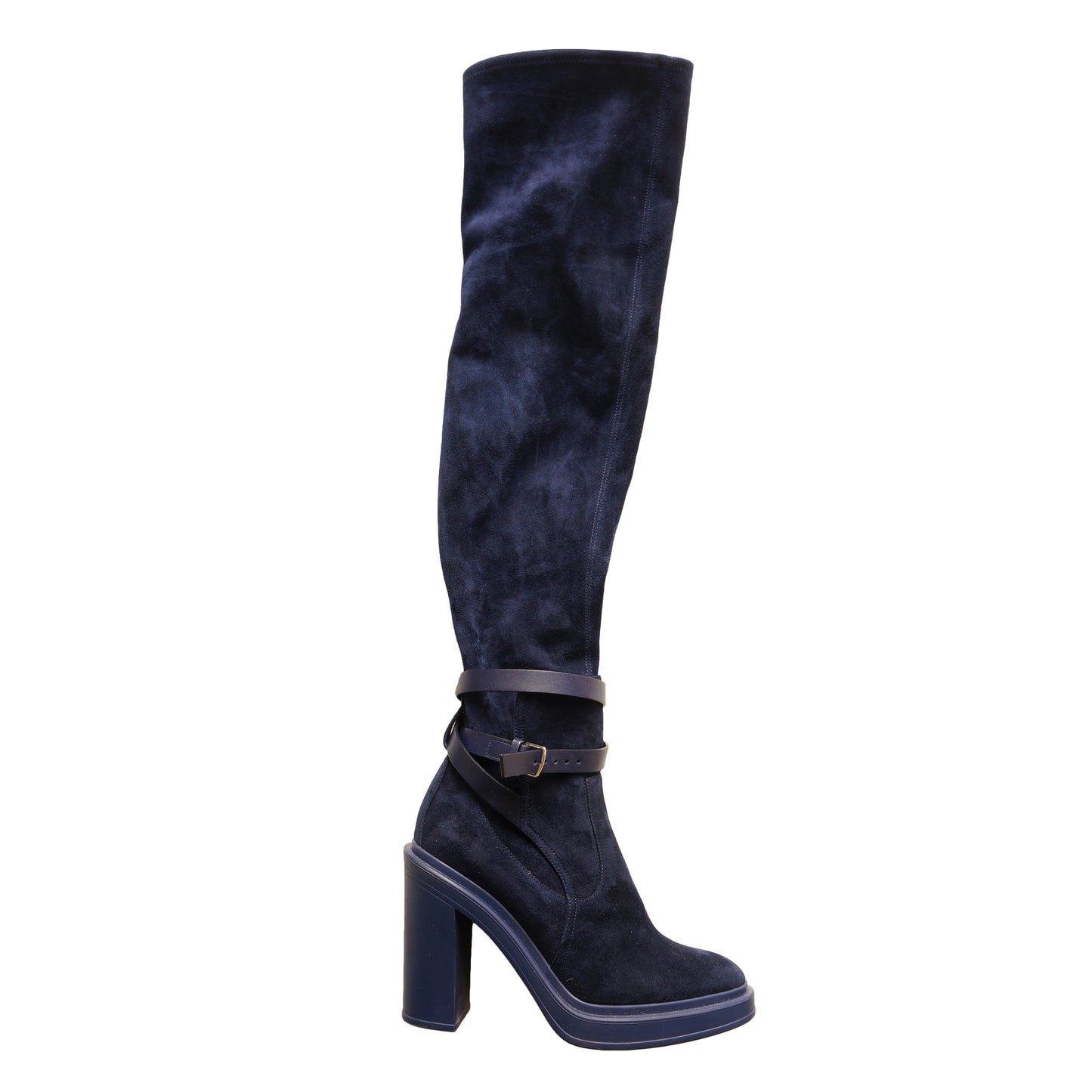 HERMES SELENA BLUE SUEDE OVER THE KNEE FALL WINTER 2018/2019 BOOT - leefluxury.com