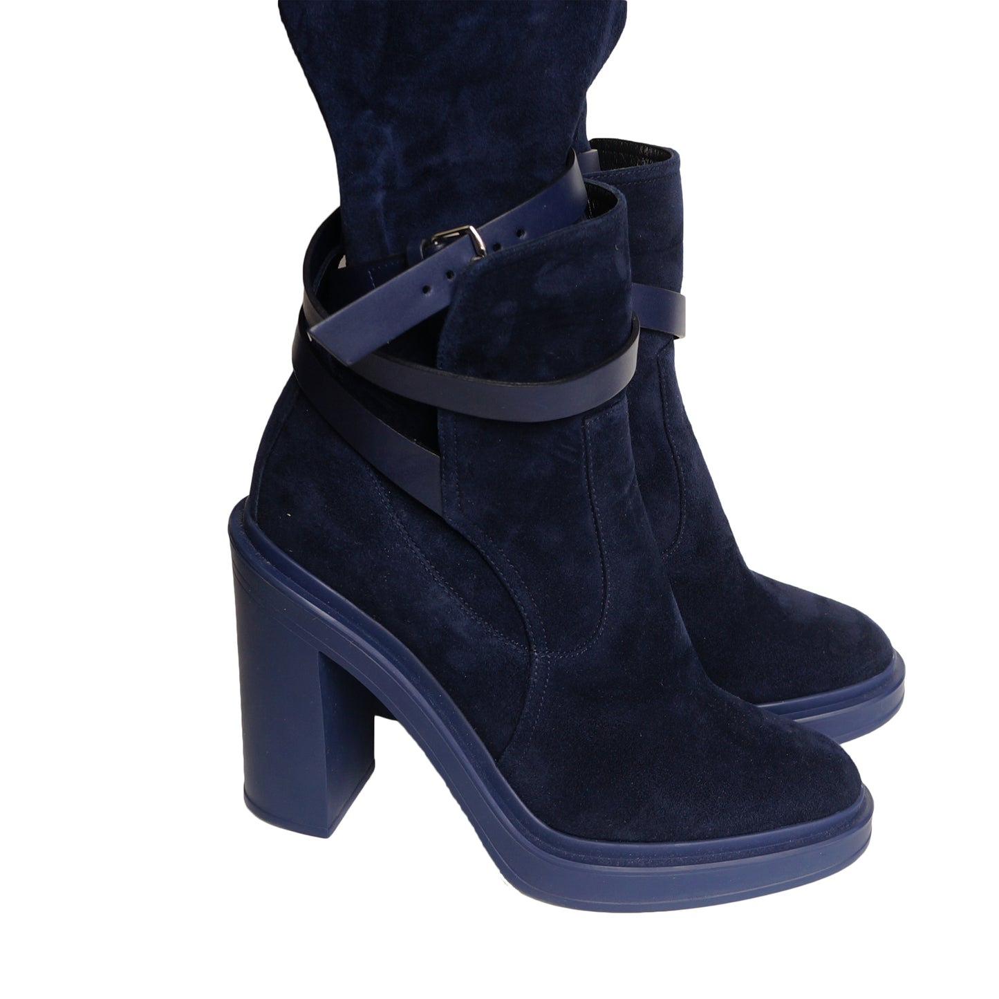 HERMES SELENA BLUE SUEDE OVER THE KNEE FALL WINTER 2018/2019 BOOT - leefluxury.com