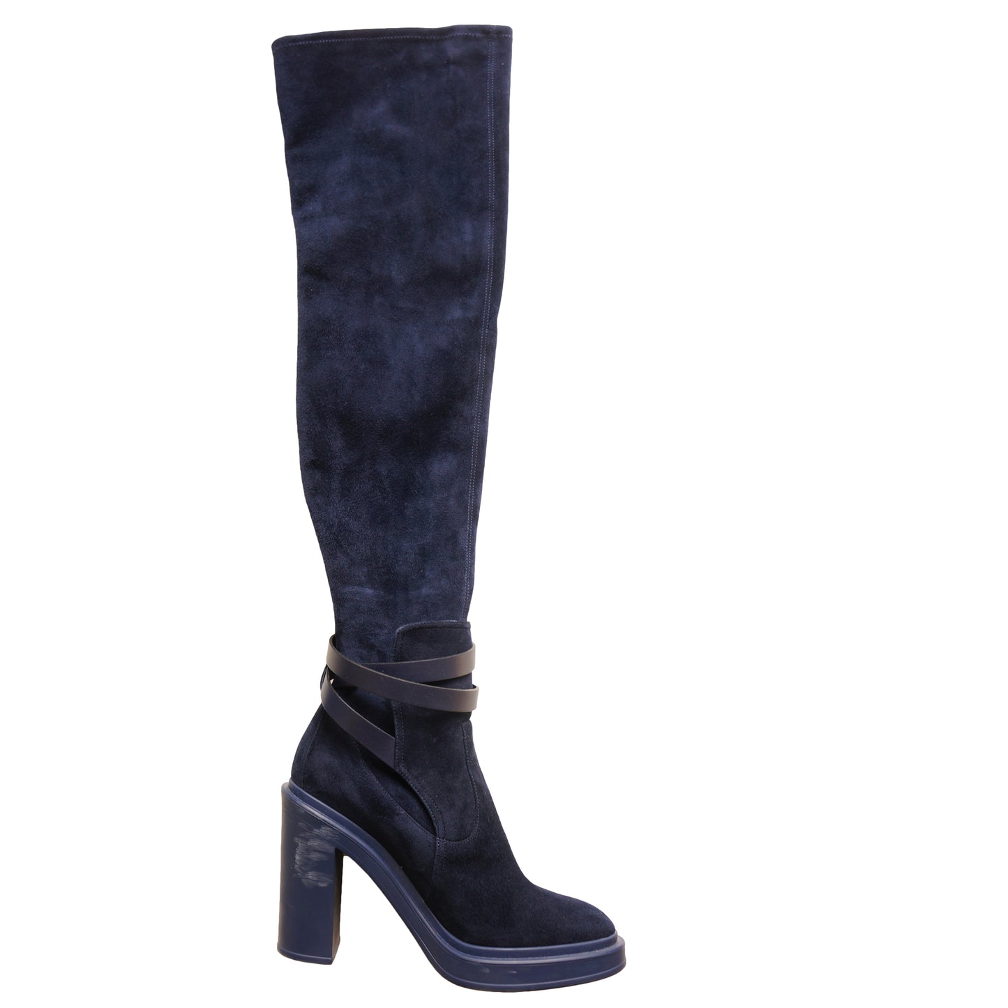 HERMES SELENA BLUE SUEDE OVER THE KNEE FALL WINTER 2018/2019 BOOT - leefluxury.com