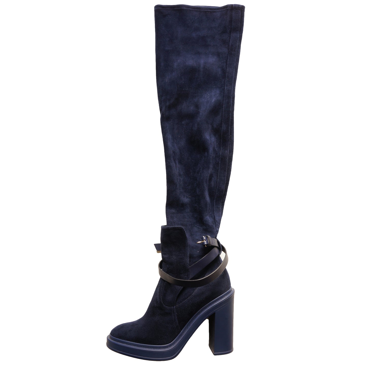 HERMES SELENA BLUE SUEDE OVER THE KNEE FALL WINTER 2018/2019 BOOT - leefluxury.com