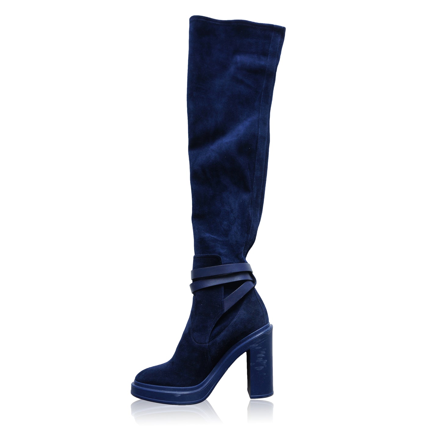 HERMES SELENA BLUE SUEDE OVER THE KNEE FALL WINTER 2018/2019 BOOT - leefluxury.com