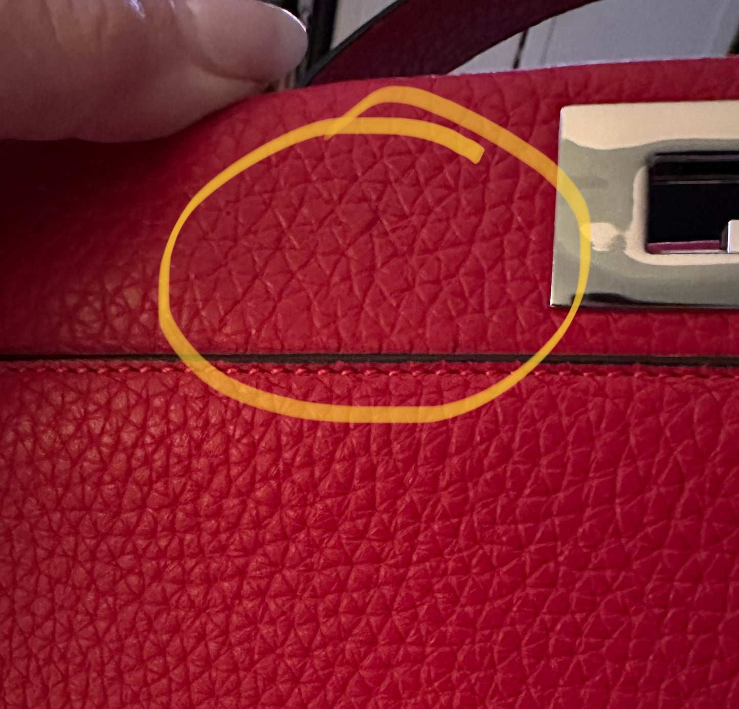Fendi Peekaboo Red Grained Leather Tote