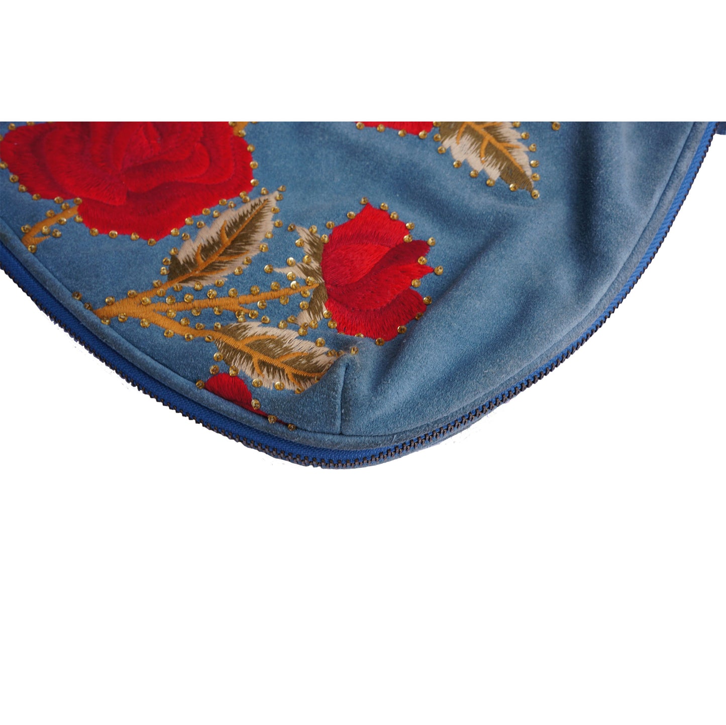 ISABELLA FIORE BOHO SUEDE FLORAL CRYSTAL SHOULDER HOBO BAG - leefluxury.com