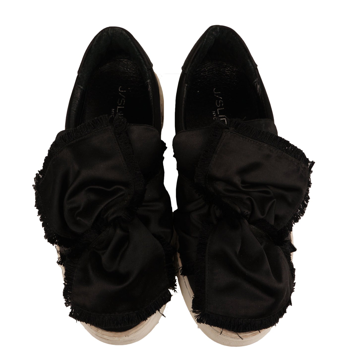J SLIDES ANNABELLE SATIN FLATFORM SLIP ON RUNNER - leefluxury.com