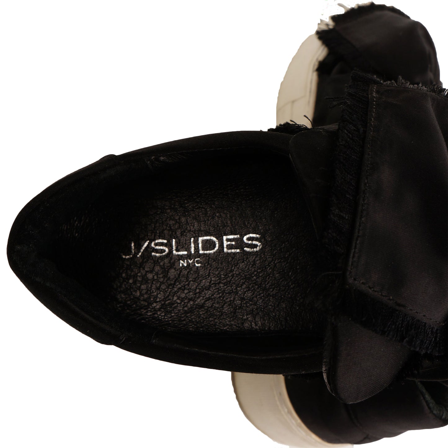 J SLIDES ANNABELLE SATIN FLATFORM SLIP ON RUNNER - leefluxury.com