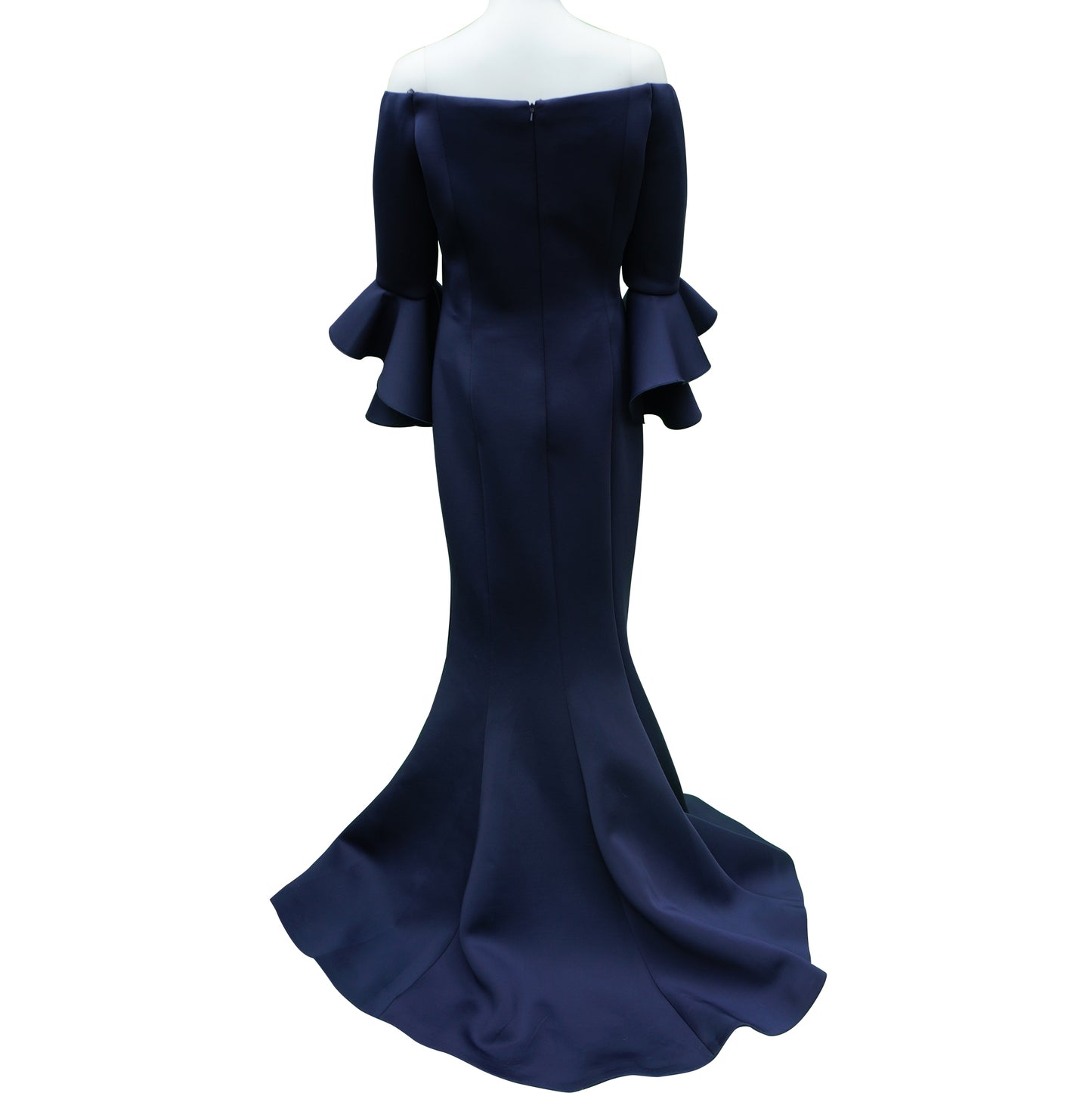 JOVANI NAVY OFF THE SHOULDER FULL LENGTH GOWN - leefluxury.com