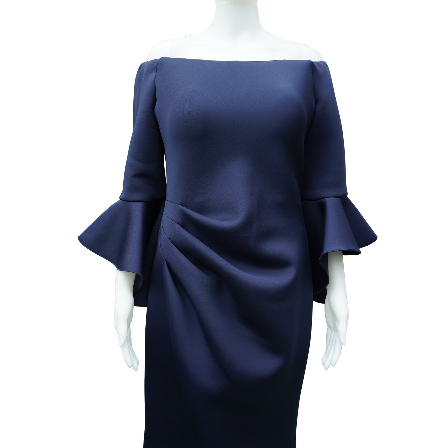 JOVANI NAVY OFF THE SHOULDER FULL LENGTH GOWN - leefluxury.com