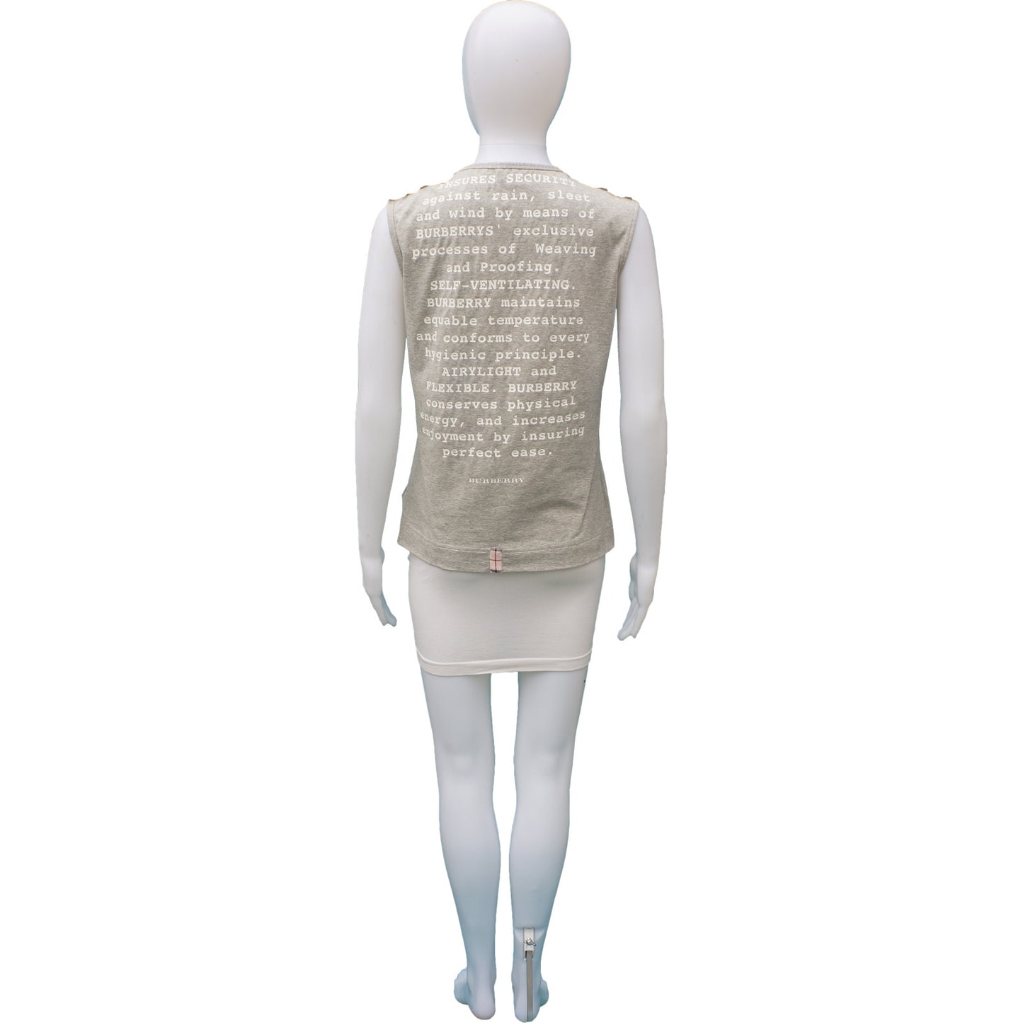 BURBERRY GREY SLEEVELESS T SHIRT - leefluxury.com