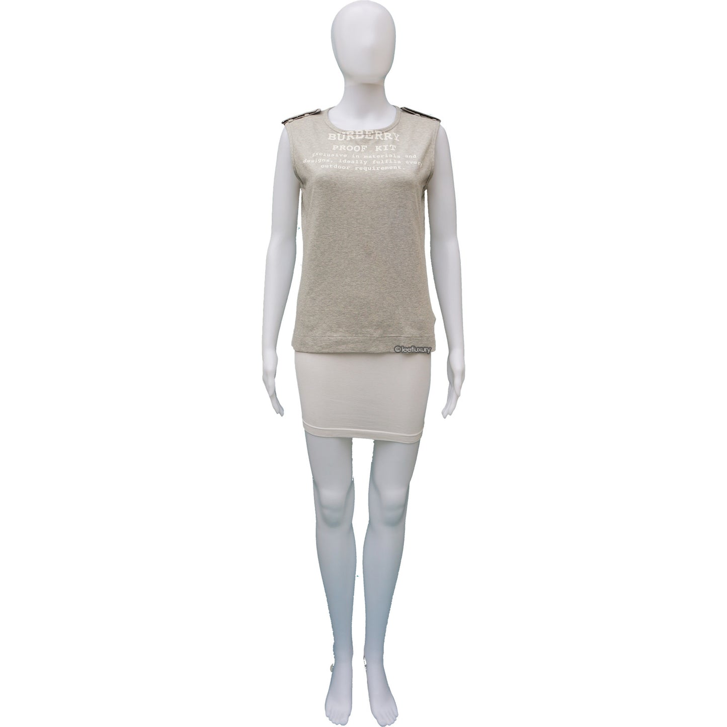 BURBERRY GREY SLEEVELESS T SHIRT - leefluxury.com