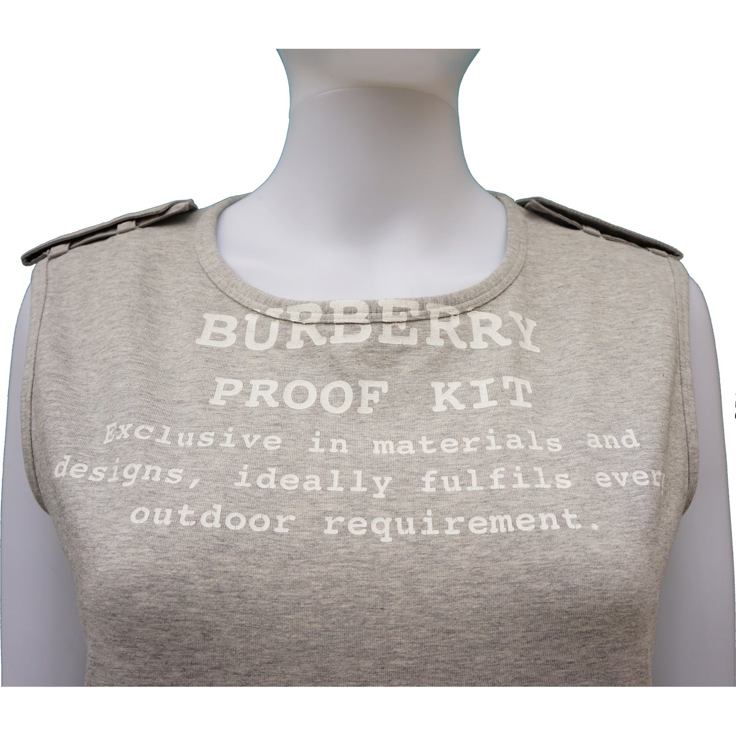 BURBERRY GREY SLEEVELESS T SHIRT - leefluxury.com