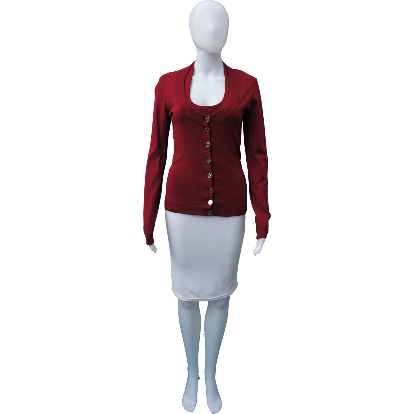 DOLCE & GABBANA RED CARDIGAN SET - leefluxury.com