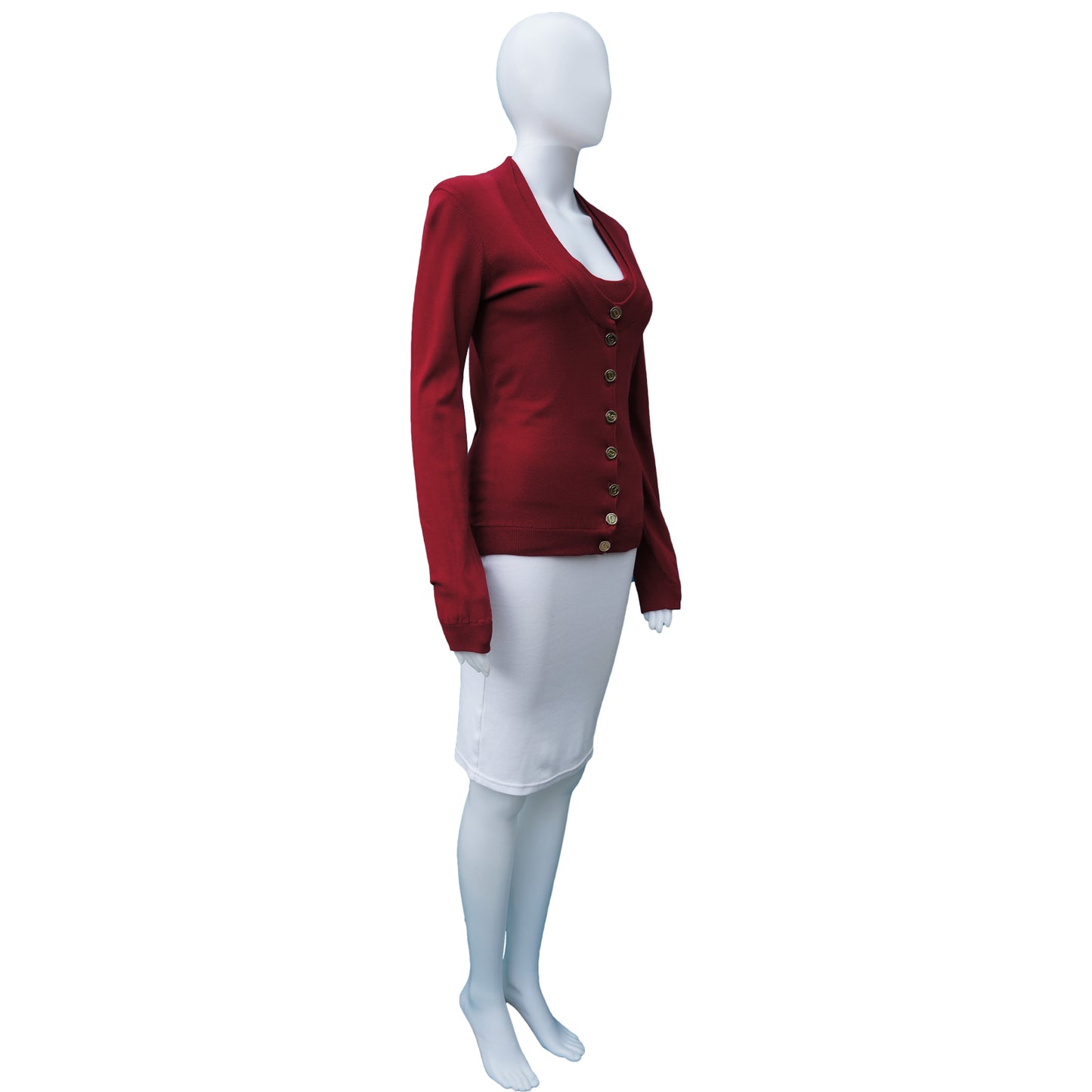 DOLCE & GABBANA RED CARDIGAN SET - leefluxury.com