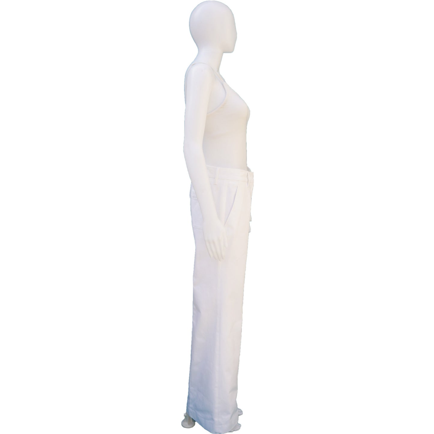 PRADA WIDE LEG WHITE DENIM PANTS - leefluxury.com