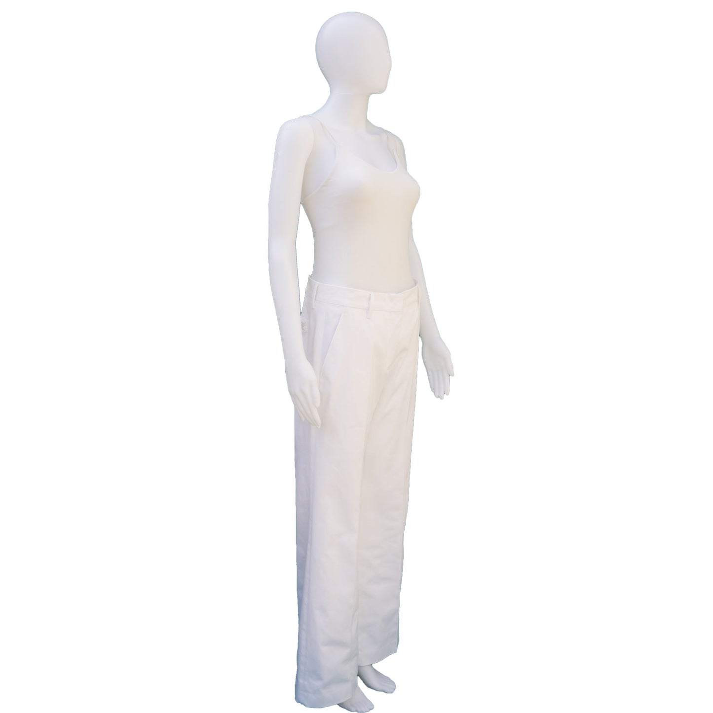 PRADA WIDE LEG WHITE DENIM PANTS - leefluxury.com