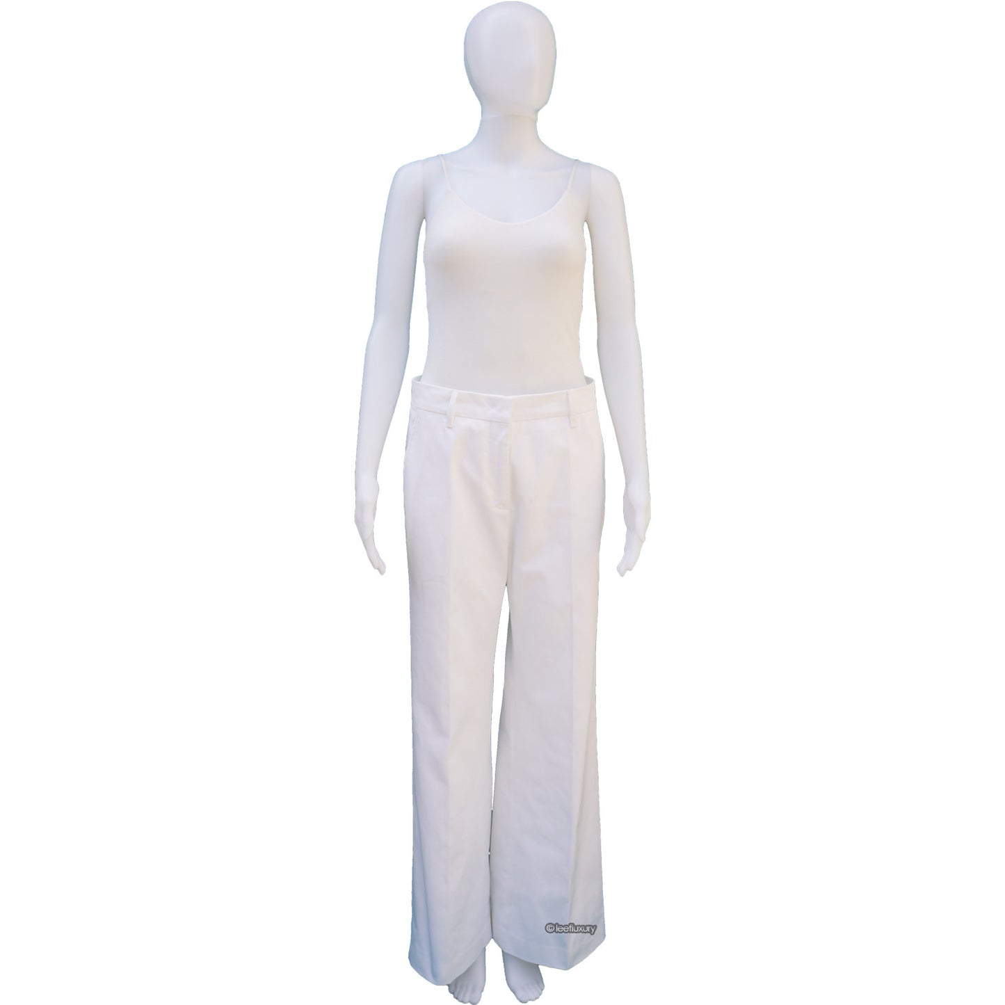 PRADA WIDE LEG WHITE DENIM PANTS - leefluxury.com
