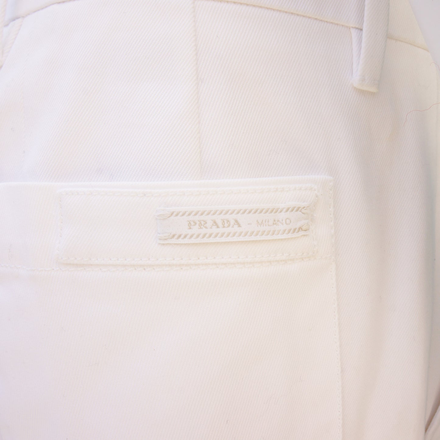 PRADA WIDE LEG WHITE DENIM PANTS - leefluxury.com