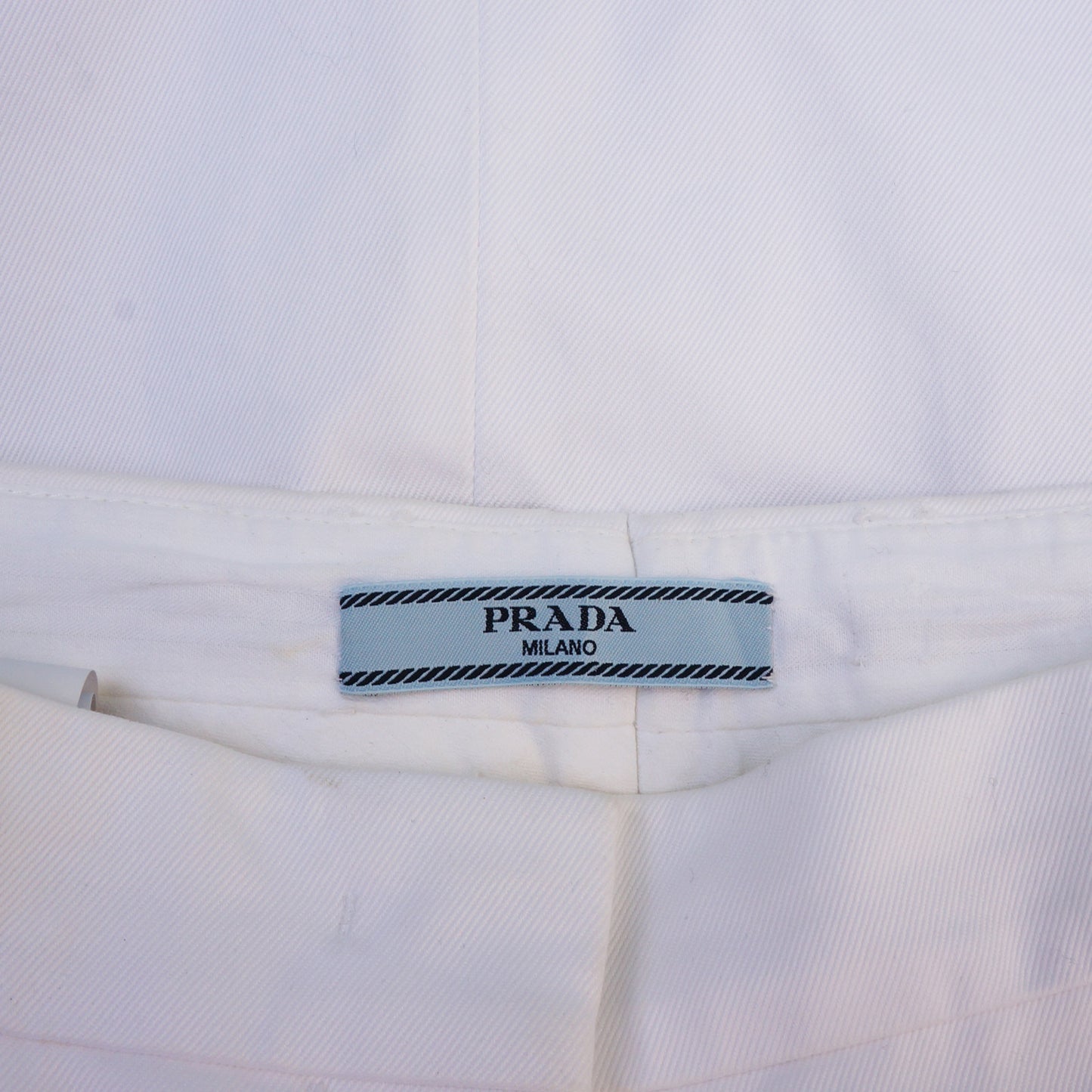 PRADA WIDE LEG WHITE DENIM PANTS - leefluxury.com