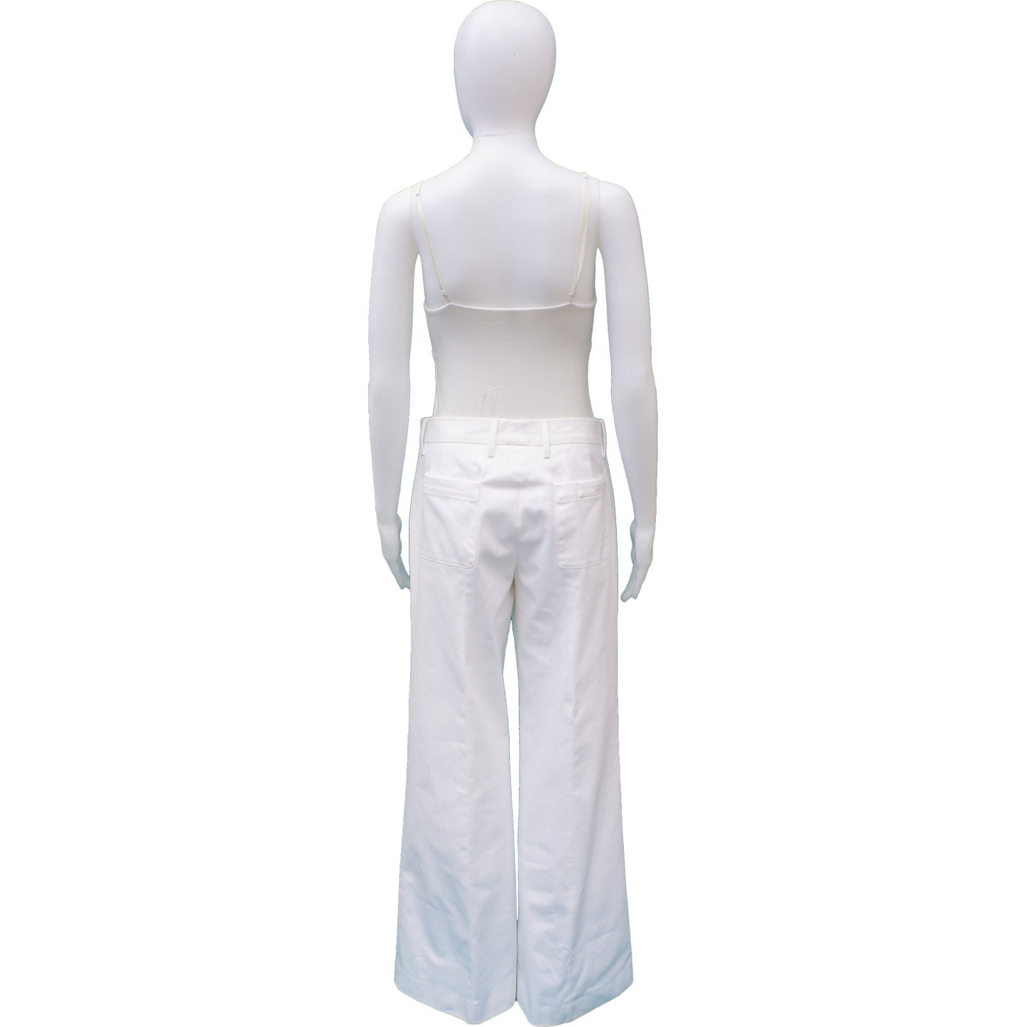 PRADA WIDE LEG WHITE DENIM PANTS - leefluxury.com