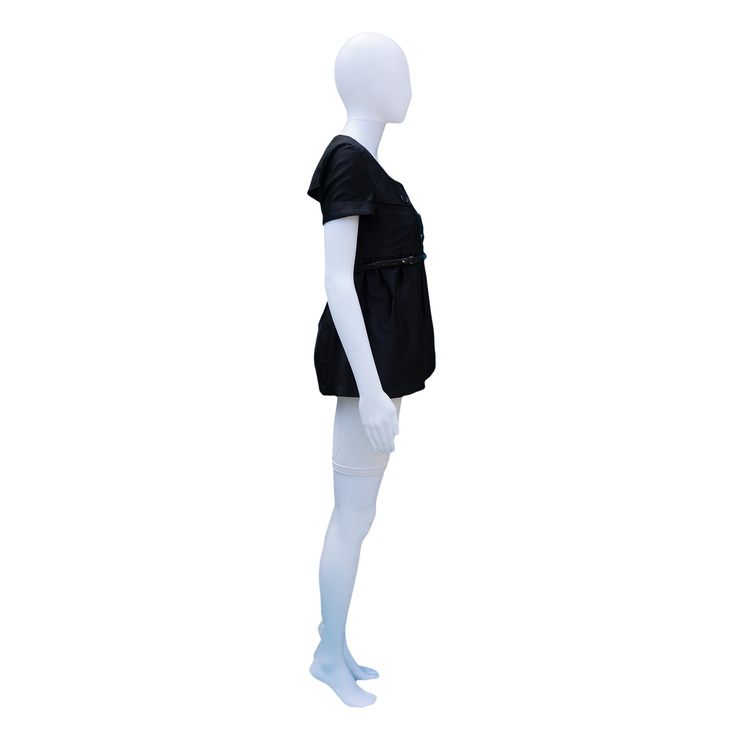 BURBERRY BLACK BELTED SHORT SLEEVE TOP - leefluxury.com