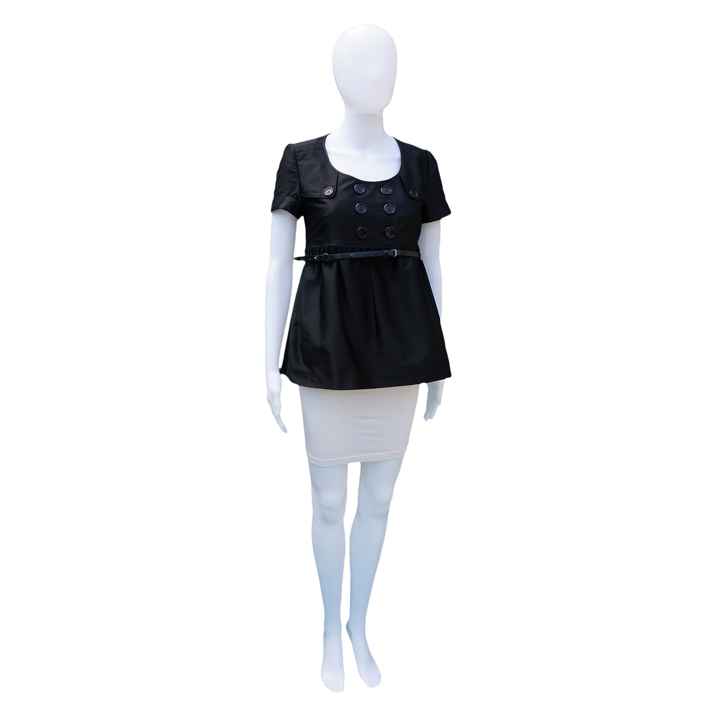 BURBERRY BLACK BELTED SHORT SLEEVE TOP - leefluxury.com