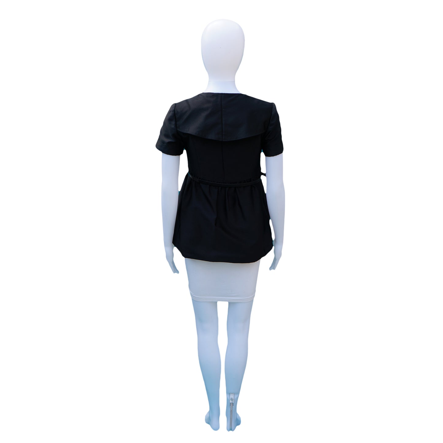 BURBERRY BLACK BELTED SHORT SLEEVE TOP - leefluxury.com