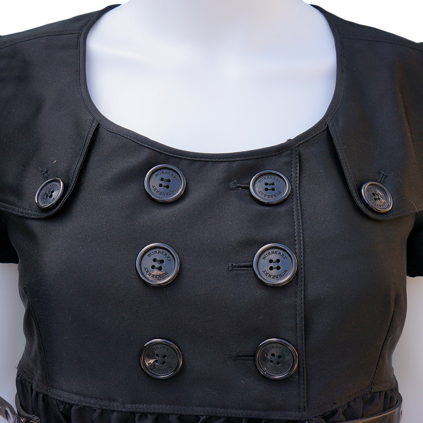 BURBERRY BLACK BELTED SHORT SLEEVE TOP - leefluxury.com