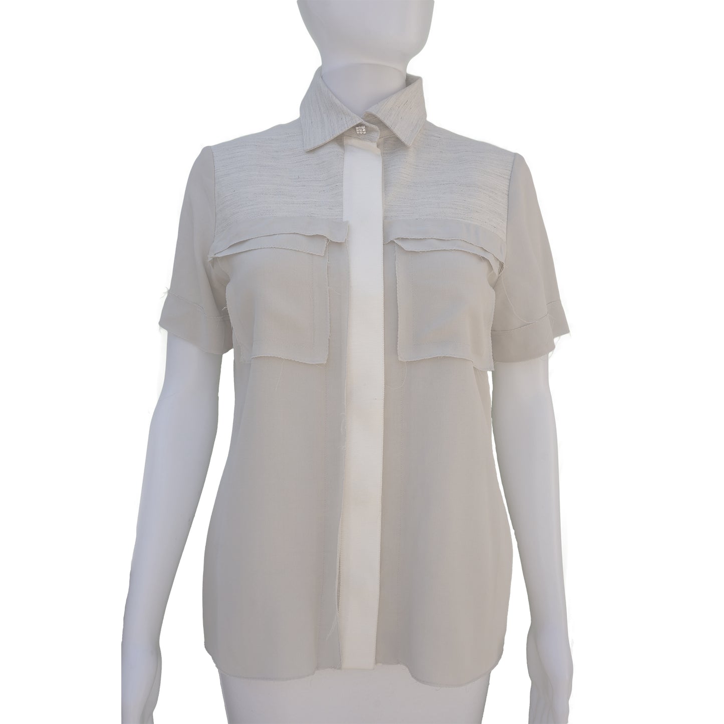 LANVIN 2016 SHORT SLEEVE BUTTON UP TOP - leefluxury.com