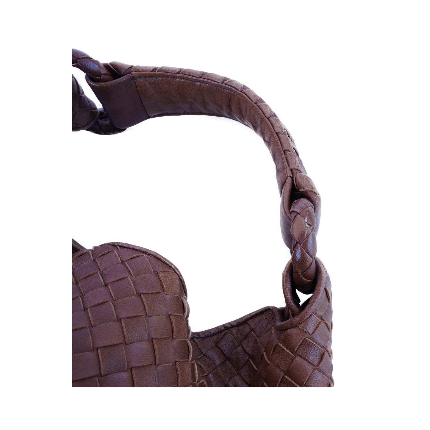 BOTTEGA VENETA INTRECCIATO BROWN HOBO BAG - leefluxury.com