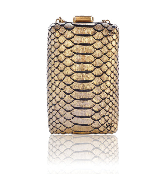 CHANEL RARE PARIS IN ROME GOLD PYTHON Il QUADRATO MINAUDIERE - leefluxury.com