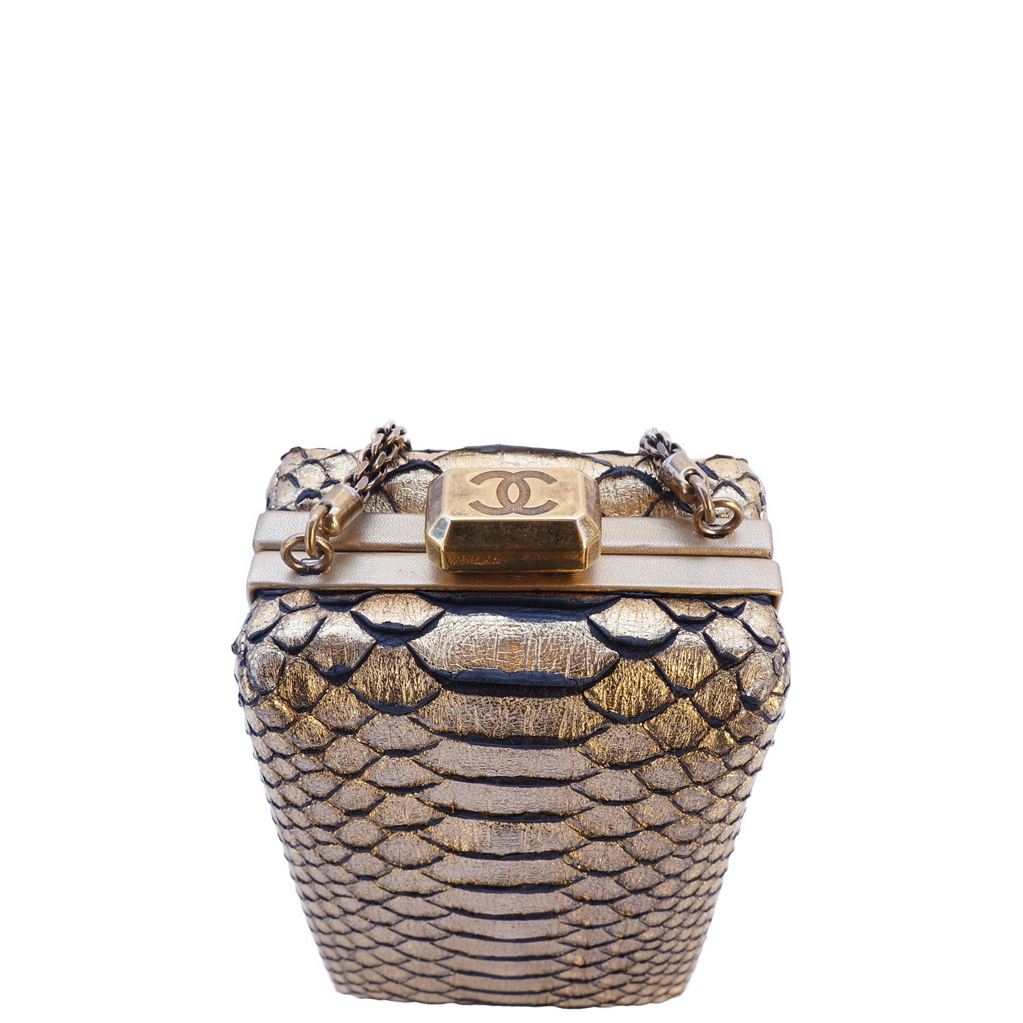 CHANEL RARE PARIS IN ROME GOLD PYTHON Il QUADRATO MINAUDIERE - leefluxury.com