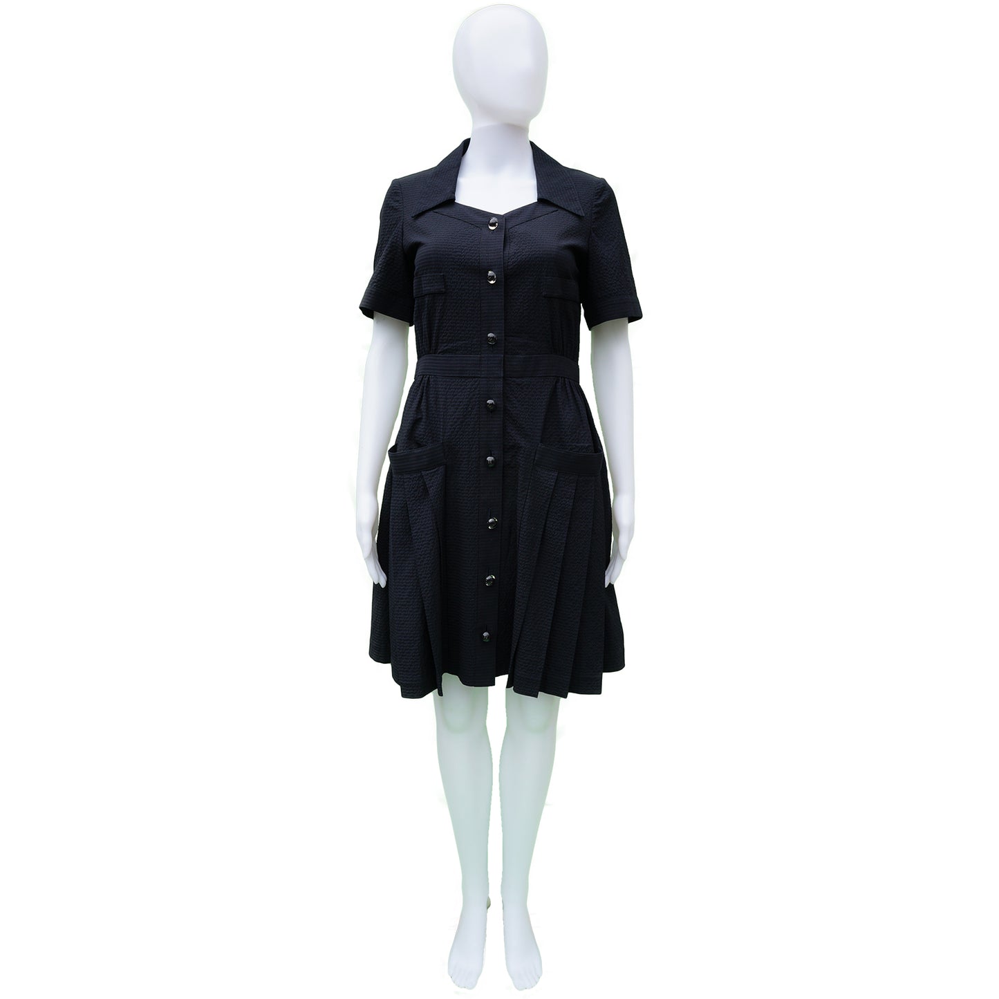 CHANEL LIGHT WOOL SEERSUCKER DRESS - leefluxury.com