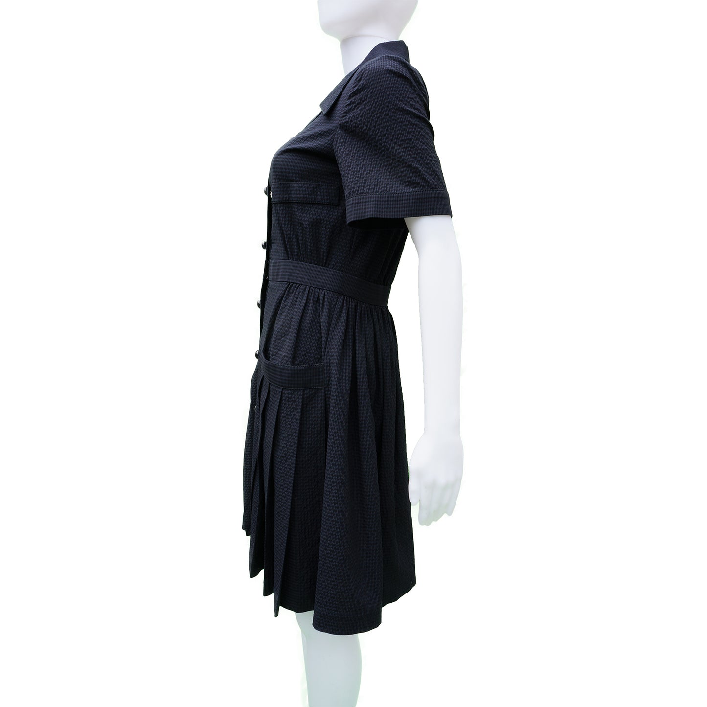 CHANEL LIGHT WOOL SEERSUCKER DRESS - leefluxury.com