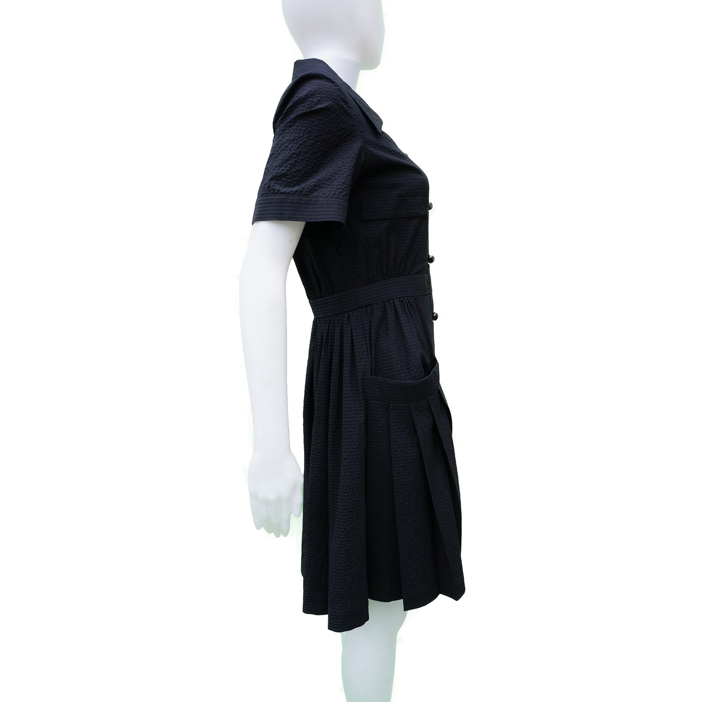 CHANEL LIGHT WOOL SEERSUCKER DRESS - leefluxury.com