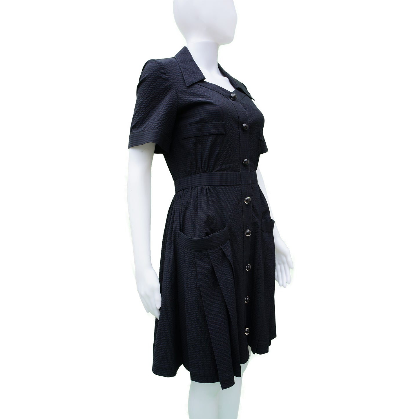 CHANEL LIGHT WOOL SEERSUCKER DRESS - leefluxury.com