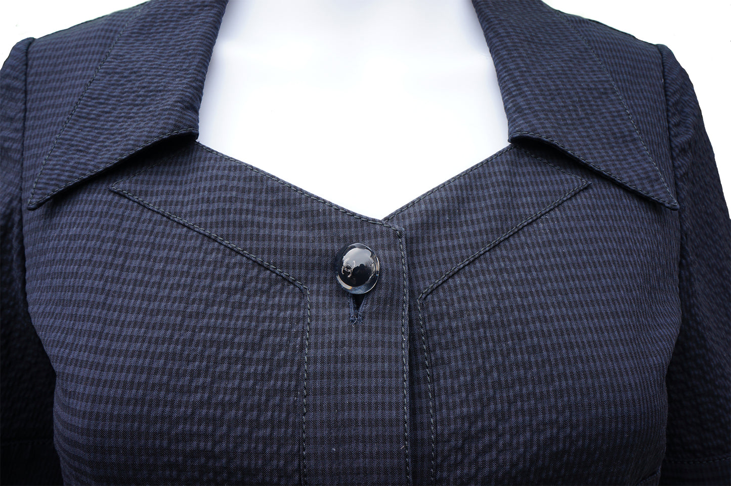 CHANEL LIGHT WOOL SEERSUCKER DRESS - leefluxury.com