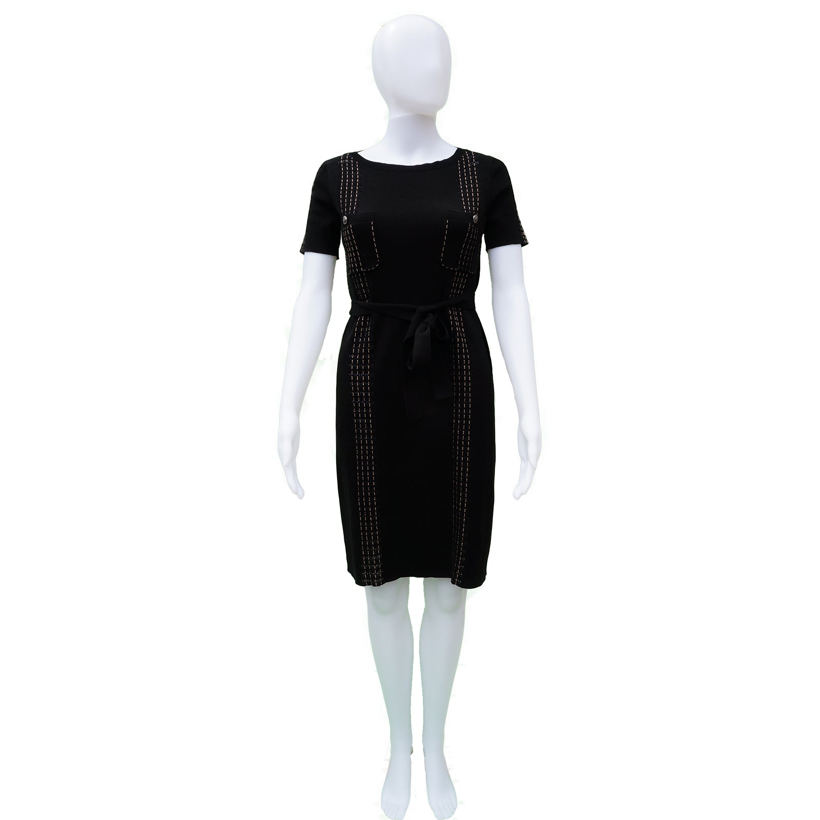 CHANEL SHORT SLEEVE COTTON KNIT DRESS leefluxury.com CHANEL SHORT SLEEVE COTTON KNIT DRESS leefluxury.com