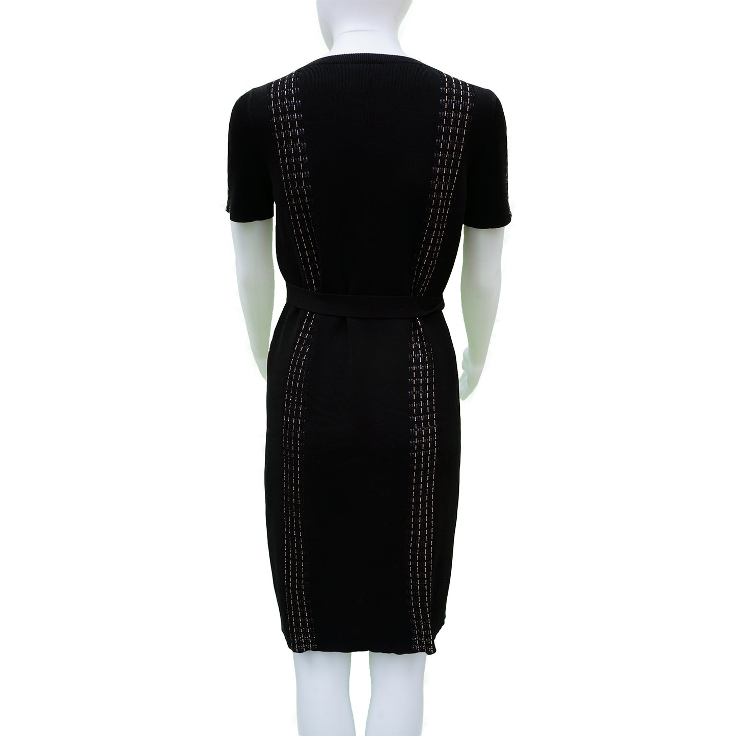 CHANEL SHORT SLEEVE COTTON KNIT DRESS - leefluxury.com