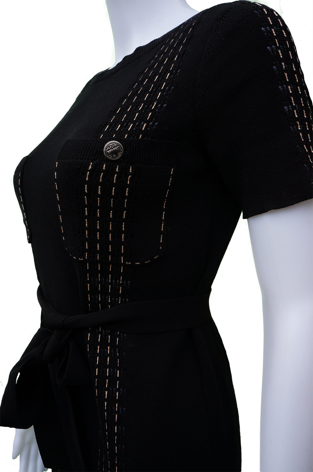 CHANEL SHORT SLEEVE COTTON KNIT DRESS - leefluxury.com