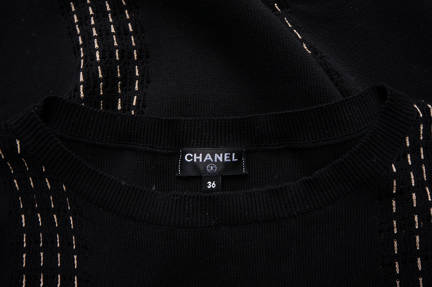 CHANEL SHORT SLEEVE COTTON KNIT DRESS - leefluxury.com