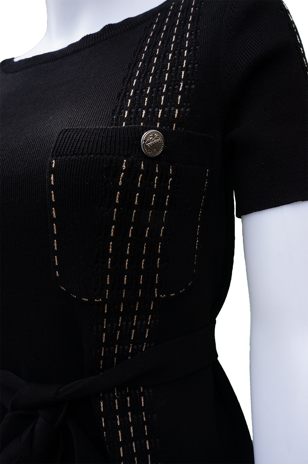 CHANEL SHORT SLEEVE COTTON KNIT DRESS - leefluxury.com