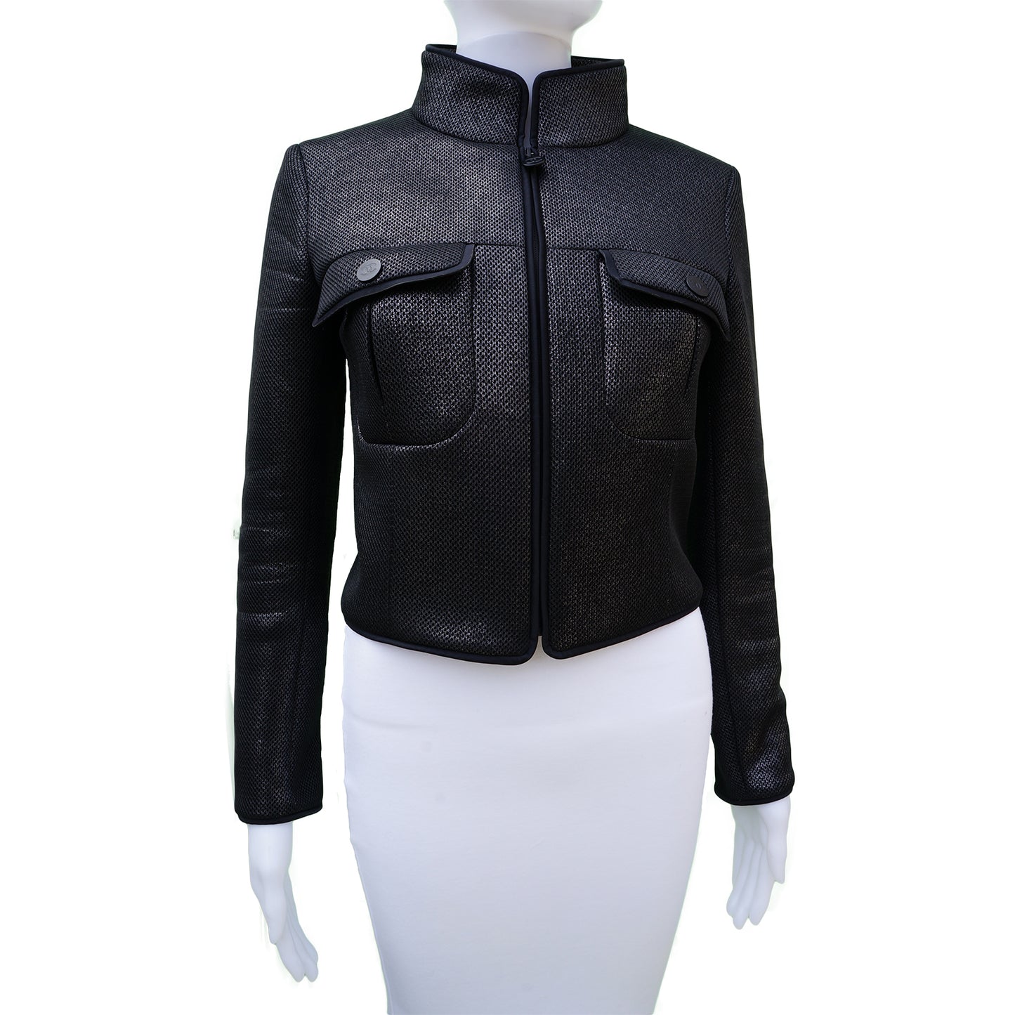 CHANEL MESH CROPPED JACKET - leefluxury.com