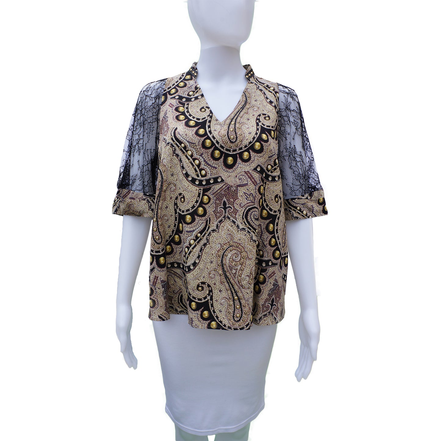 ETRO SILK AND LACE CROPPED SLEEVE TOP - leefluxury.com