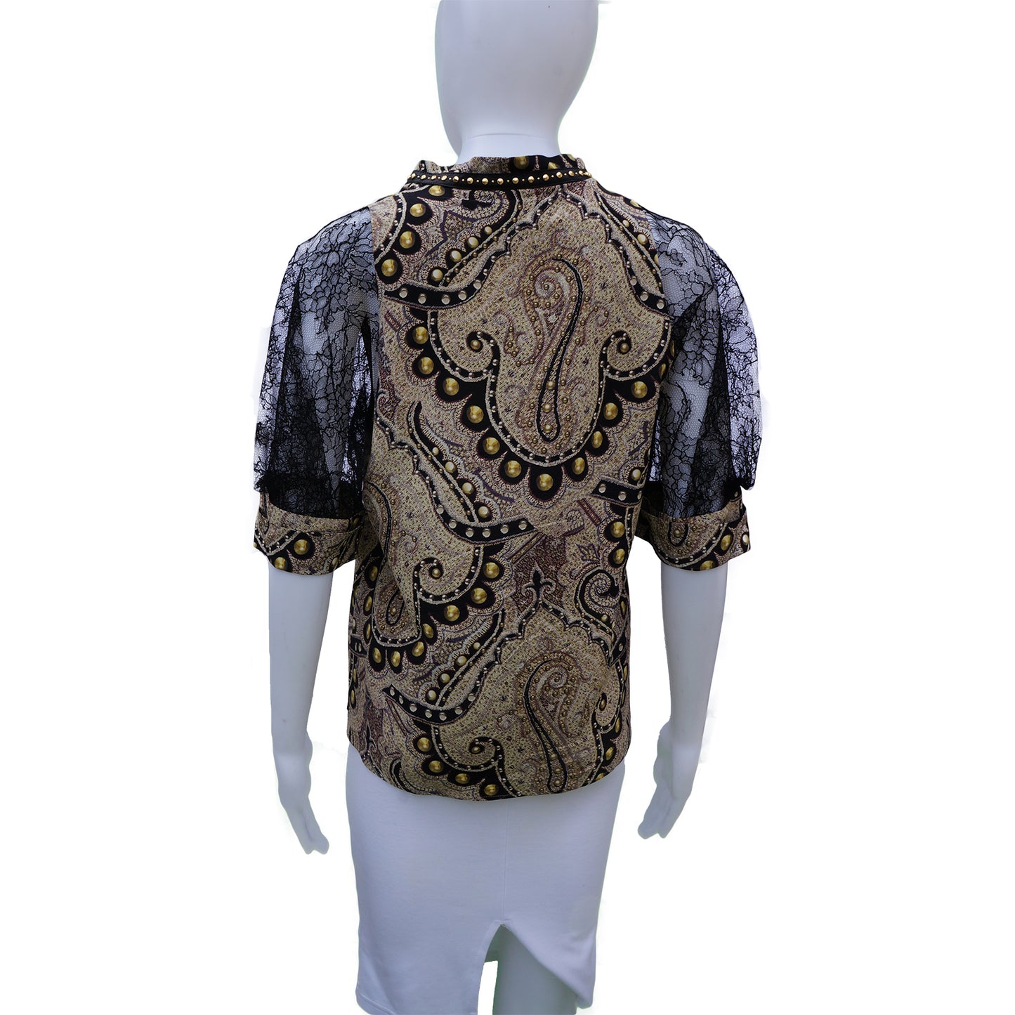 ETRO SILK AND LACE CROPPED SLEEVE TOP - leefluxury.com
